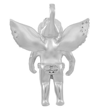 White 14K Solid White Gold Custom Diamond Angel Pendant 0.90 Ctw
